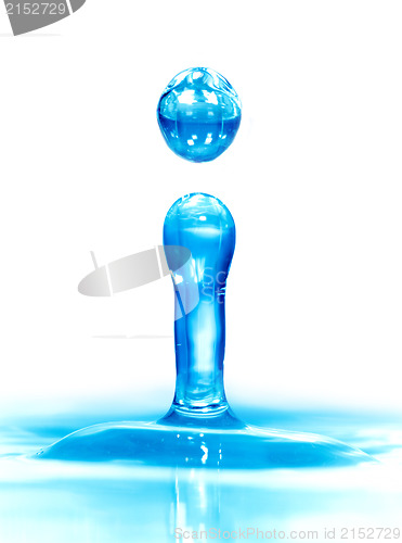 Image of Falling drop of blue water