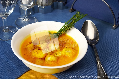 Image of Soup on the served table