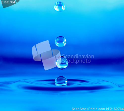 Image of Falling drop of blue water