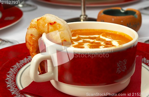 Image of Tasty soup on a table at restaurant