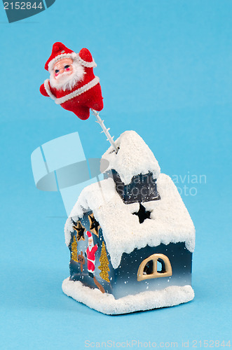 Image of christmas house santa decoration blue 