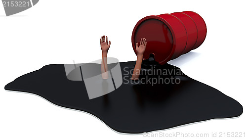 Image of Hands stick out of fuel oil