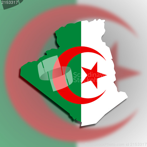 Image of Map of Algeria filled with flag