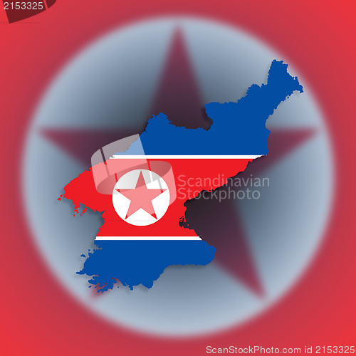 Image of Map of North Korea with flag inside