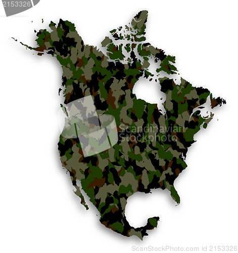 Image of Map of North America filled with camouflage pattern