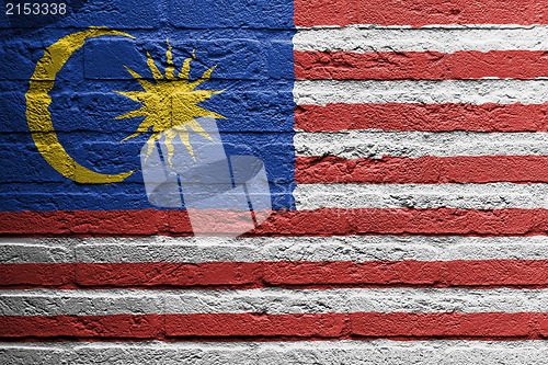Image of Brick wall with a painting of a flag, Malaysia