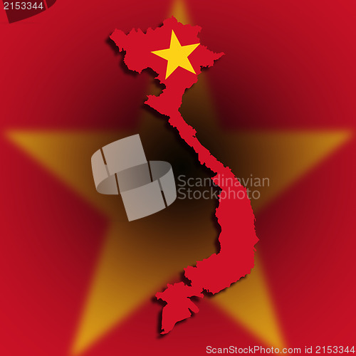 Image of Map of Vietnam filled with flag