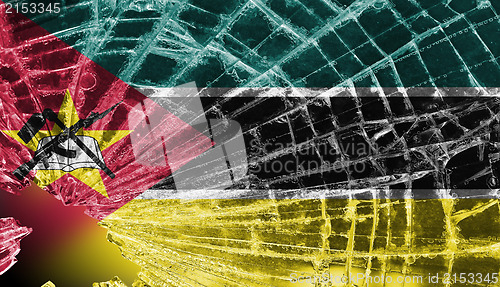 Image of Broken glass or ice with a flag, Mozambique