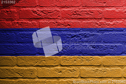 Image of Brick wall with a painting of a flag, Armenia