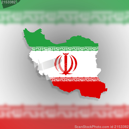 Image of Map of Iran and Iranian flag illustration