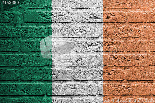 Image of Brick wall with a painting of a flag, Ireland