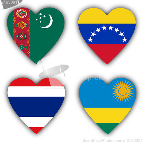 Image of Flags in the shape of a heart, coutries