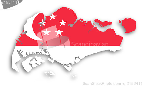 Image of Map of Singapore filled with flag