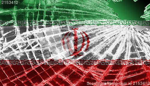 Image of Broken glass or ice with a flag, Iran