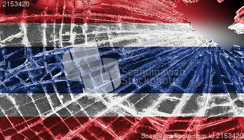 Image of Broken glass or ice with a flag, Thailand