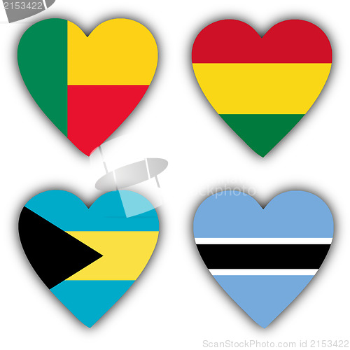 Image of Flags in the shape of a heart, coutries