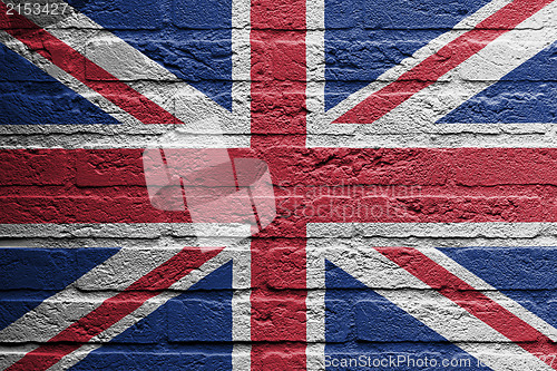 Image of Brick wall with a painting of a flag