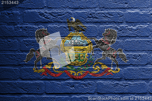 Image of Brick wall with a painting of a flag, Pennsylvania