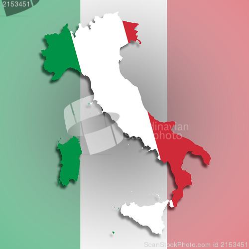 Image of Map of Italy filled with flag