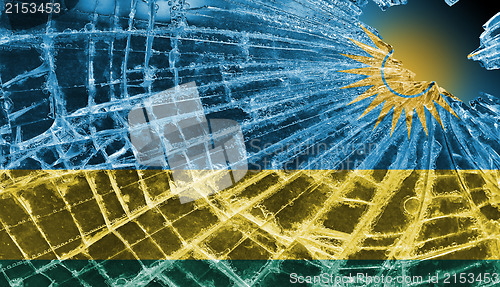 Image of Broken glass or ice with a flag, Rwanda