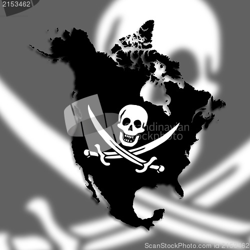 Image of Map of North America filled with a pirate flag