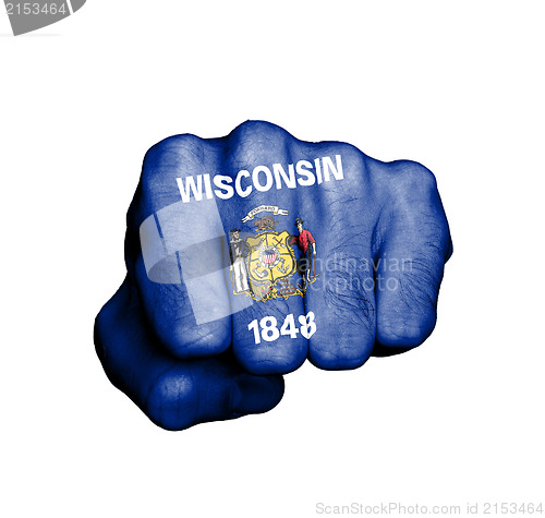 Image of United states, fist with the flag of Wisconsin