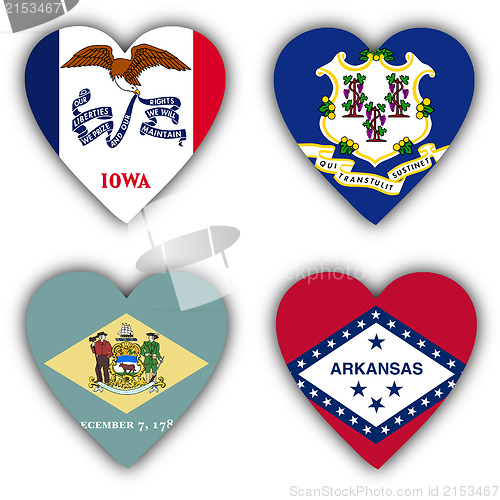 Image of Flags in the shape of a heart, US states