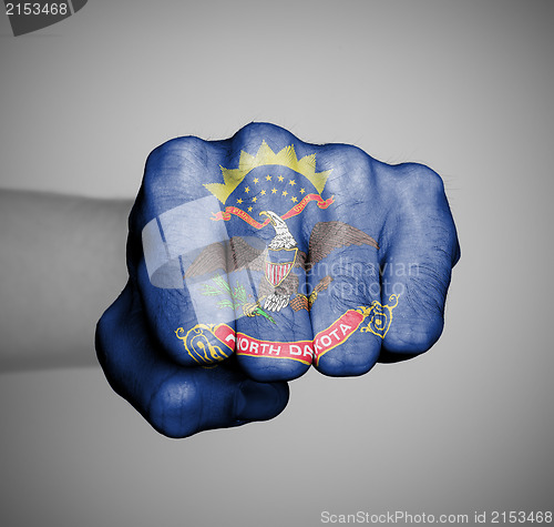 Image of United states, fist with the flag of North Dakota