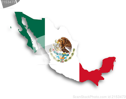 Image of Map of Mexico filled with flag