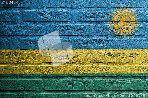 Image of Brick wall with a painting of a flag, Rwanda