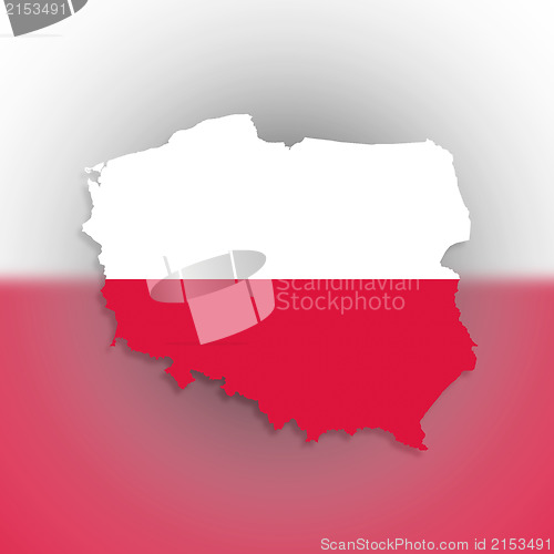 Image of Poland map with the flag inside