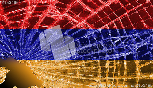 Image of Broken glass or ice with a flag, Armenia