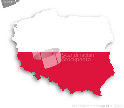 Image of Poland map with the flag inside