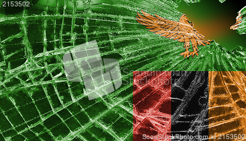 Image of Broken ice or glass with a flag pattern, Zambia