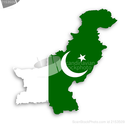 Image of Map of Pakistan with their flag