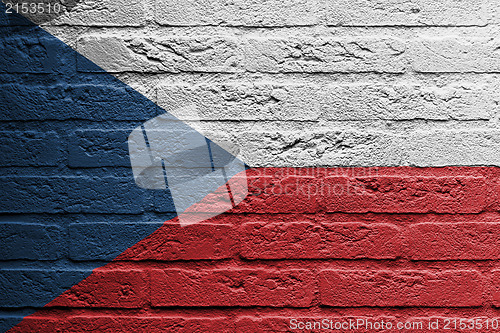 Image of Brick wall with a painting of a flag, Czech Republic