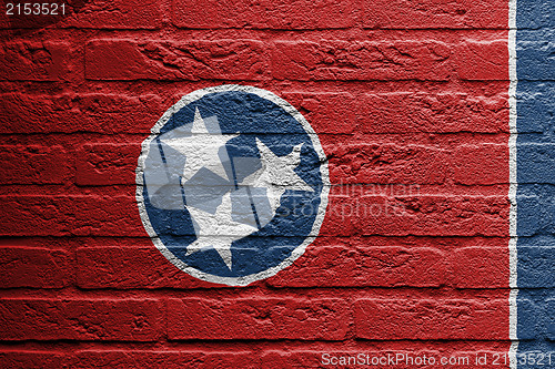 Image of Brick wall with a painting of a flag, isolated, 