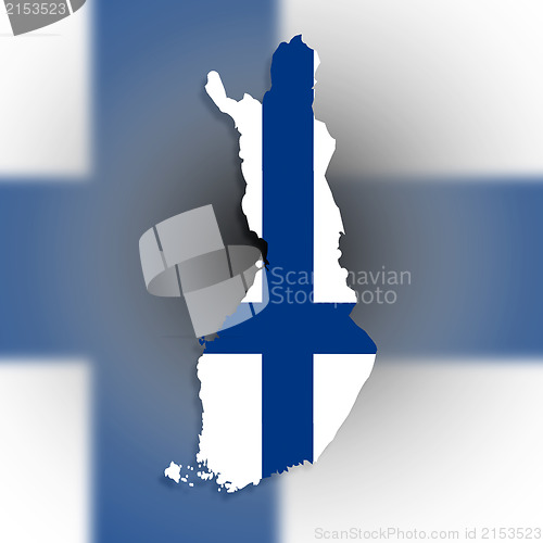 Image of Map of Finland filled with flag