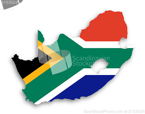 Image of Map of South Africa with national flag