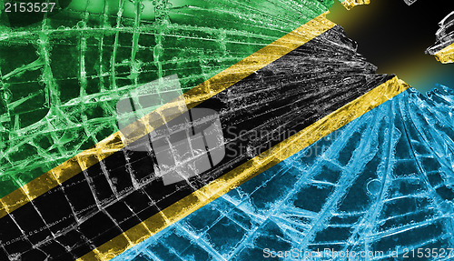 Image of Broken glass or ice with a flag, Tanzania