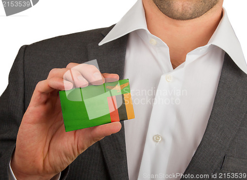 Image of Businessman is holding a business card, Zambia