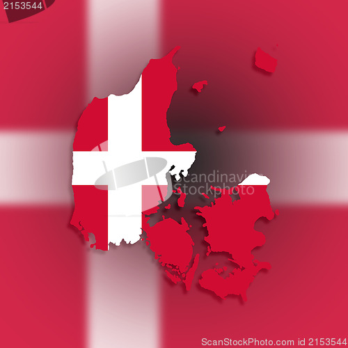 Image of Map of Denmark filled with flag of the state