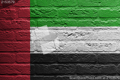 Image of Brick wall with a painting of a flag, The United Arab Emirates