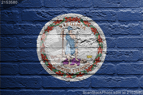 Image of Brick wall with a painting of a flag, Virginia