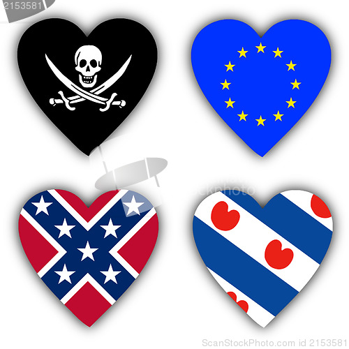 Image of Flags in the shape of a heart, symbolic flags