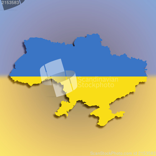 Image of Map of the Ukraine filled with flag