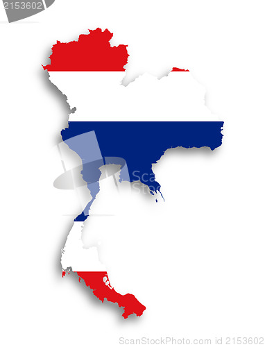 Image of Map of Thailand filled with flag