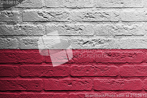 Image of Brick wall with a painting of a flag, Poland