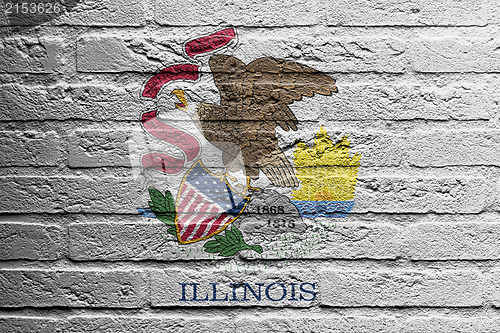 Image of Brick wall with a painting of a flag, Illinois