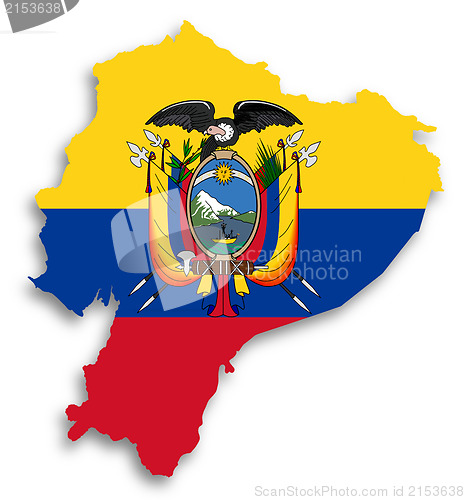Image of Map of Ecuador filled with flag